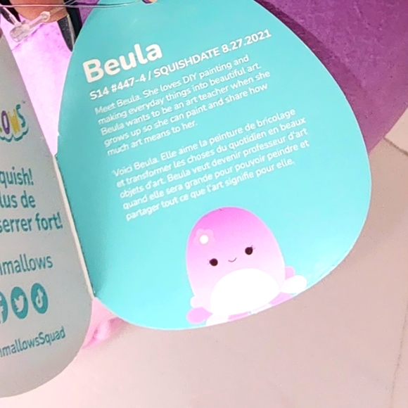 BEULA 🐙 Purple Gradient Octopus wPink Flower Original Squishmallow by Kelly Toy - Picture 4 of 8